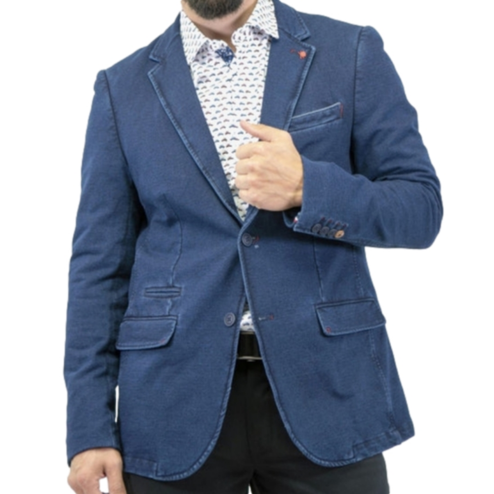 Soul of London Denim Cotton Blend Satin Lined Blazer In GUC Size 42